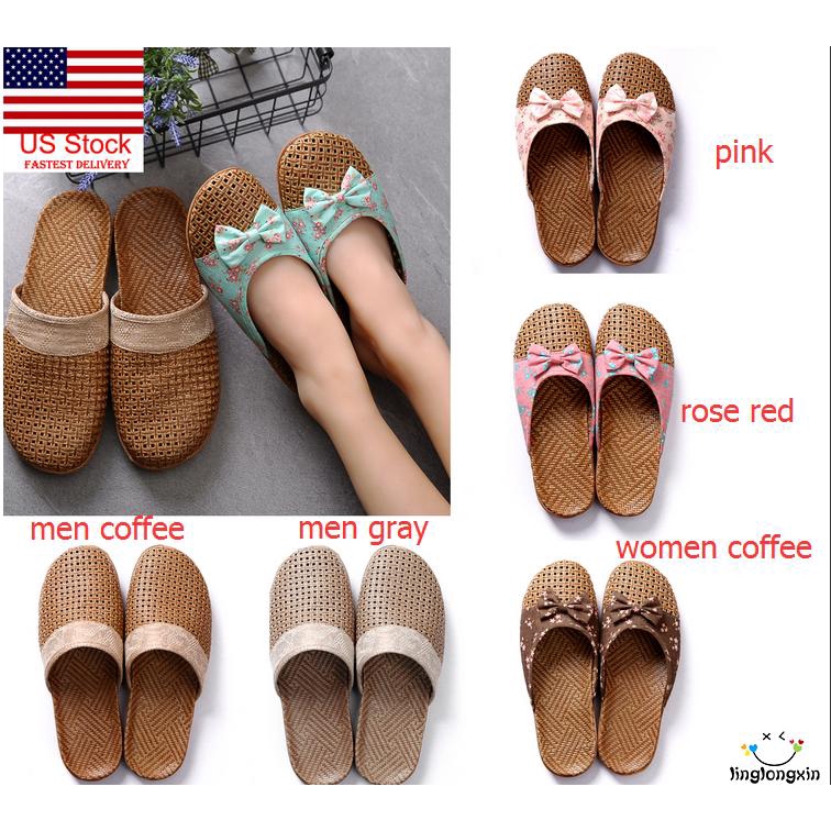 Dép đi trong nhà bít mũi màu trơn trang trí nơ bướm xinh xắn