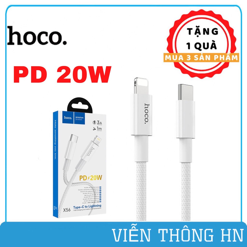 Dây sạc nhanh iphone 20w Hoco UC56  - cáp sạc hỗ trợ sạc iphone 12 trở lên type c to lightning - vienthonghn