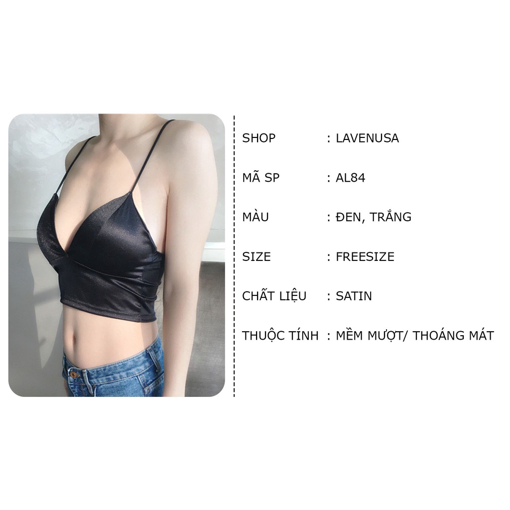 Áo bra 2 dây phi lụa bóng đệm mỏng đai bản to che mỡ cực mát LAVENUSA AL84