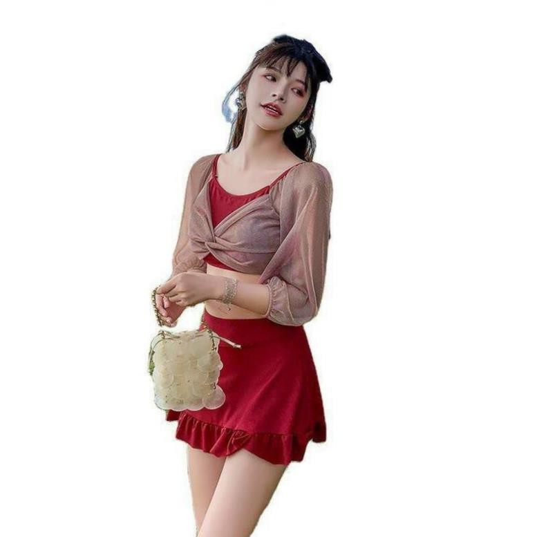 Set 3 Món Bikini Đi Biển giá rẻ nhất thị trường [ Áo Khoác + Bra + váy ] siêu dễ thương..