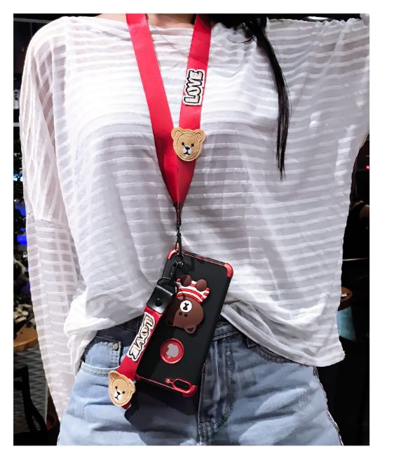 Ốp iPhone hình gấu kèm 2 dây ngắn và dài | BigBuy360 - bigbuy360.vn