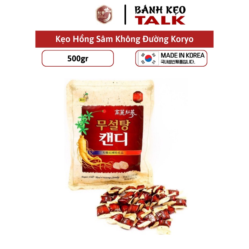 Kẹo hồng sâm không đường Koryo Food Hàn quốc, Bịch 500gr