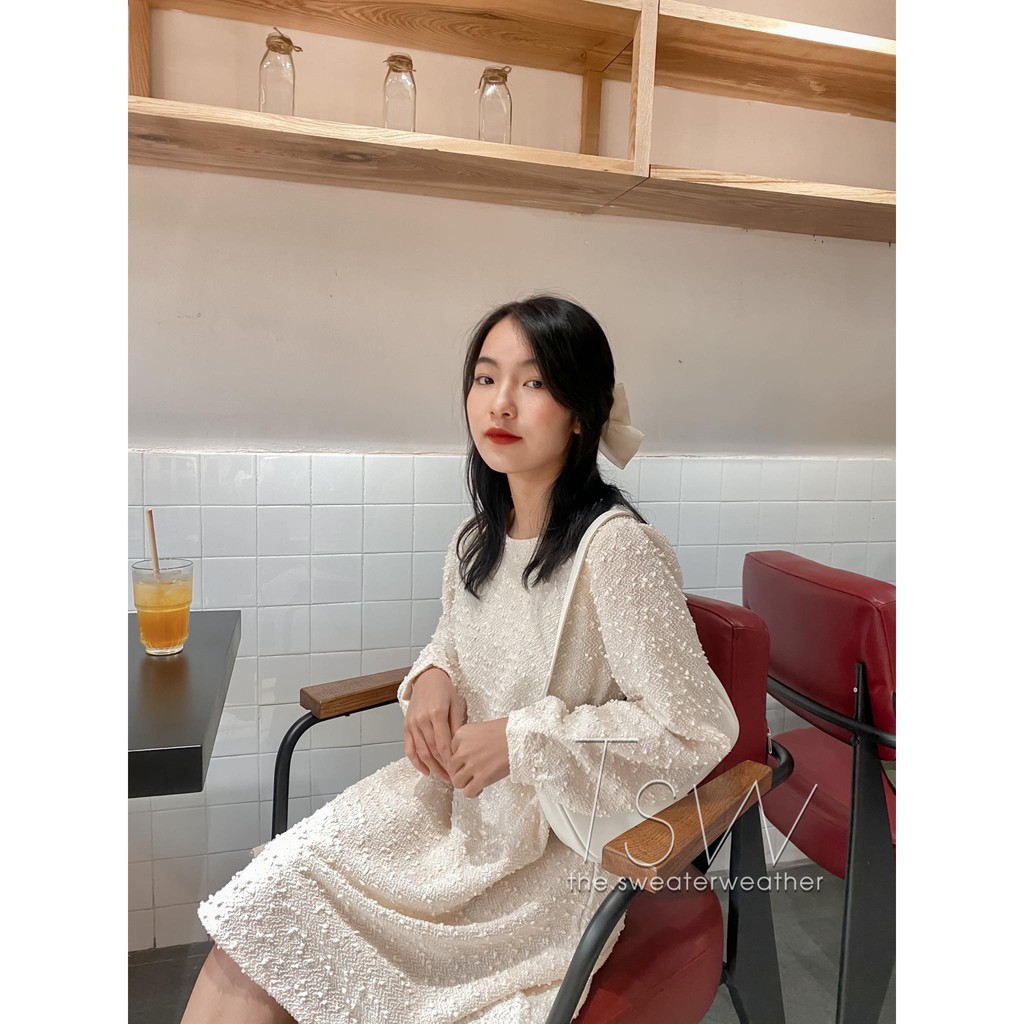 Váy liền vải nhũ chiết eo