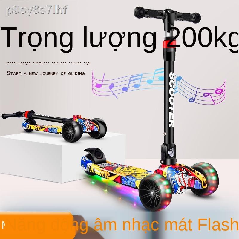 Xe tay ga dành cho trẻ em 2/6/8/12 tuổi có nhạc nhấp nháy ba bánh bốn thể nâng được bé trai và gái yo-yo