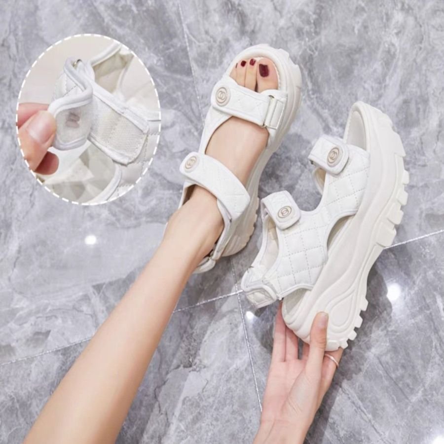 GIÀY SANDAL ĐẾ GỒ QUAI DÁN HÀNG XỊN FULLBOX,SANDAL ĐẾ CAO 7CM SIÊU XINH✨✨✨✨
