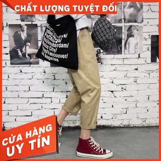 Quần baggy kaki đen - be unisex nam nữ - Hàng nhập khẩu