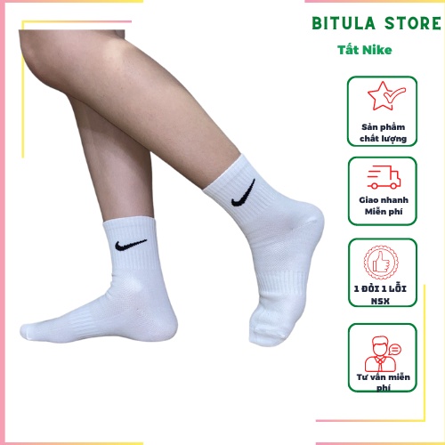Tất Nike Cổ Cao Nam Nữ Thể Thao, Tất Nam Cổ Cao Chất Liệu Dệt Kim Cao Cấp Phong Cách Hàn Quốc - BITULASTORE