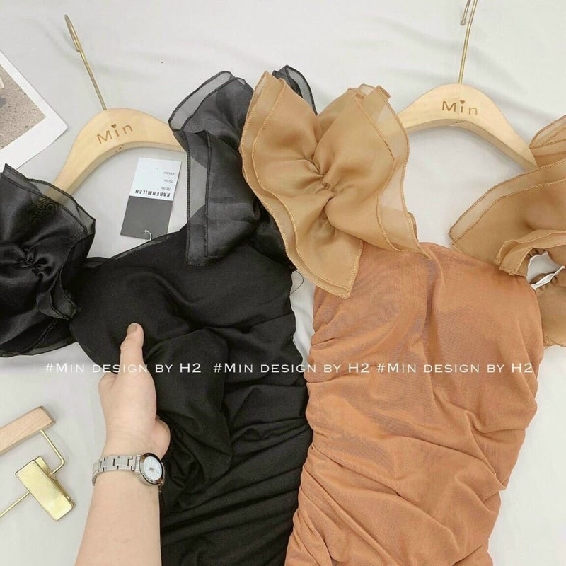Đầm Body 2D Tay Voan Nhún Sườn VD10 (Mặc Được 2 Kiểu) - VD10