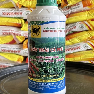 Phân bón lá NPK sinh học đầu trâu MK NPK 5-2-10 bình điền lớn trái cà phê chống rụng trái trái to-lớn nhanh-chín-đều