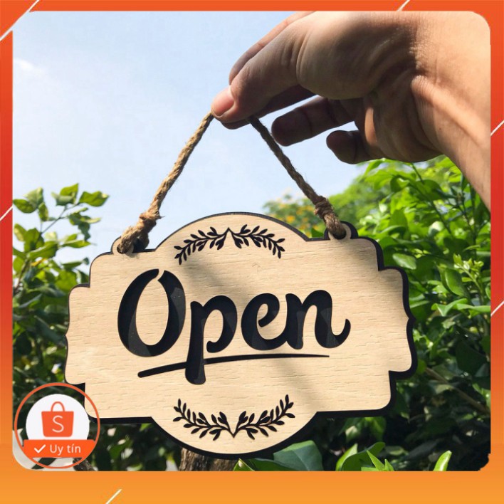 [ Bảng gỗ trang trí cao cấp ]   Open / Closed gỗ 2 mặt dạng treo - Mẫu OC01