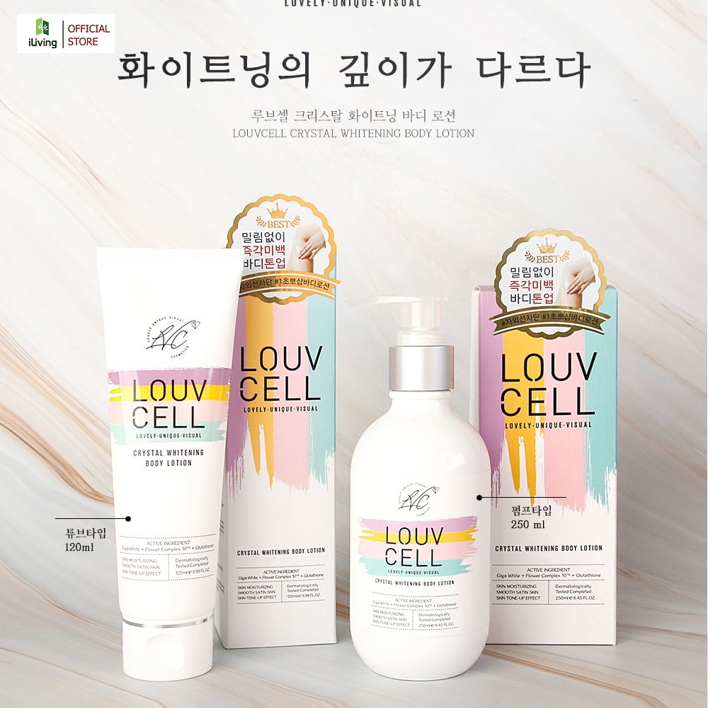 [SHOPEE OUTLET] Kem dưỡng ẩm trắng da body Louv Cell Crystal Whitening Body Lotion 120ml và 250ml ILIVING-LOUDTB | BigBuy360 - bigbuy360.vn
