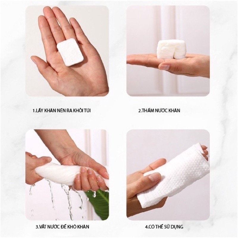 1 Gói Khăn Nén Lau Mặt Hàn Quốc Hình Chữ Nhật Loại Dày Dặn