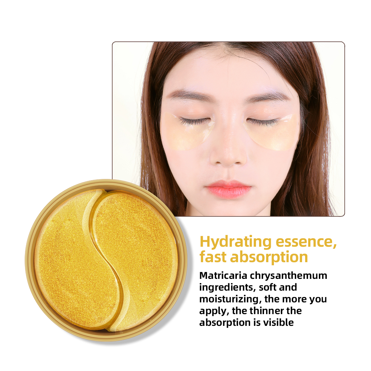 Lamuseland Face Mask Gold Eye Patch Gel Anti Aging Moisturizing Tighten Fade Fine Lines Under Skin Care 80g HM21040