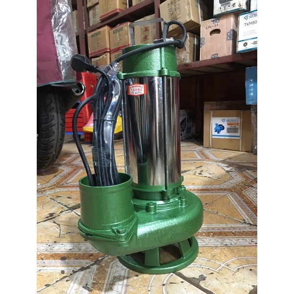 Máy bơm chìm 2hp 1.5kw vỏ inox hút được bùn, điện 220v ống ra phi 80