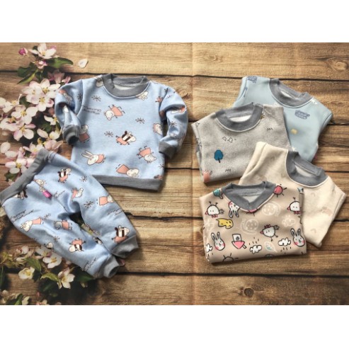 Combo 2 bộ quần áo nỉ dài tay cực ấm  cho bé trai bé gái từ 0 tháng đến 15 tháng tuổi