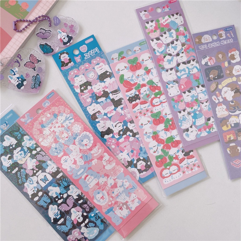 Zanmo nhãn dán sticker hình dán trang trí ảnh idol động vật kim tuyến lấp lánh decor toploader