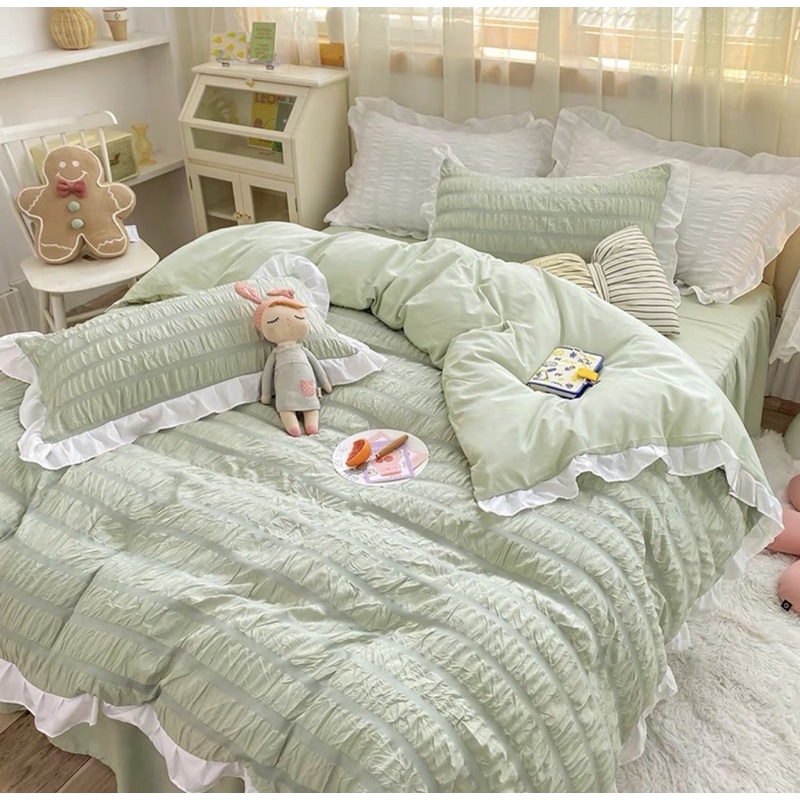 Shinbedding _ Set Bộ Vỏ Đũi Nhăn Phong Cách Hàn Quốc (Nhiều Màu Sắc)