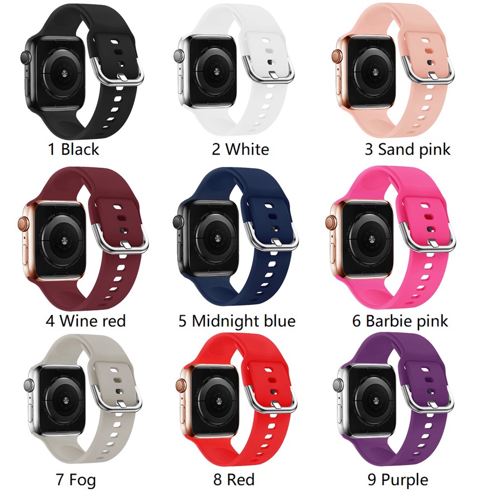 Dây Đeo Silicon Mềm Có Khóa Kim Loại Cho Đồng Hồ Thông Minh Apple Watch 41 / 40 / 38mm 49 / 45 / 44 / 42mm Series Ultra / 8 / 7 / SE / 6 / 5 / 4 / 3 / 2 / 1