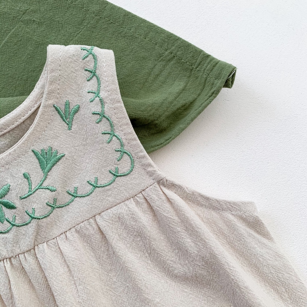 Váy bé gái In Hoa Cổ Tròn