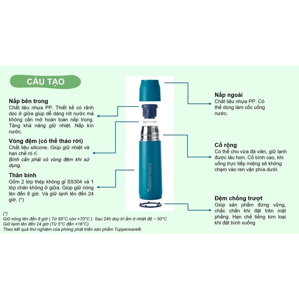 Bình giữ nhiệt Tupp Buddy 520ML + tặng túi