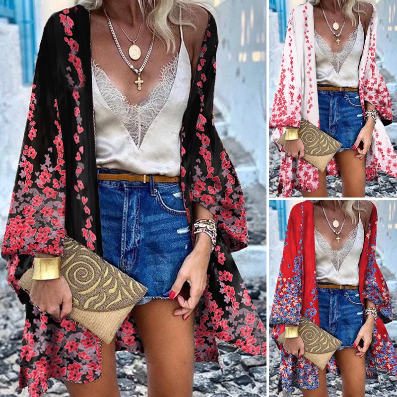 Áo khoác cardigan Zanzea tay dài loe in họa tiết hoa tùy chọn màu sắc cho nữ