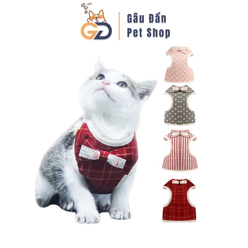 Dây Dắt Chó Mèo - Dây Dắt Kèm Yếm Gắn Nơ Cho Chó Mèo