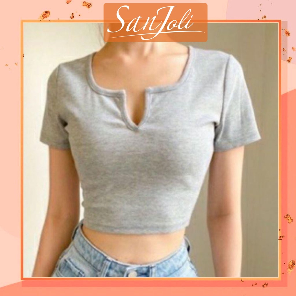 Áo Croptop Cổ Vuông LOKOSA Croptop Kiểu Tay Ngắn Ôm Body Sexy Ulzzang Hàn Quốc AO040