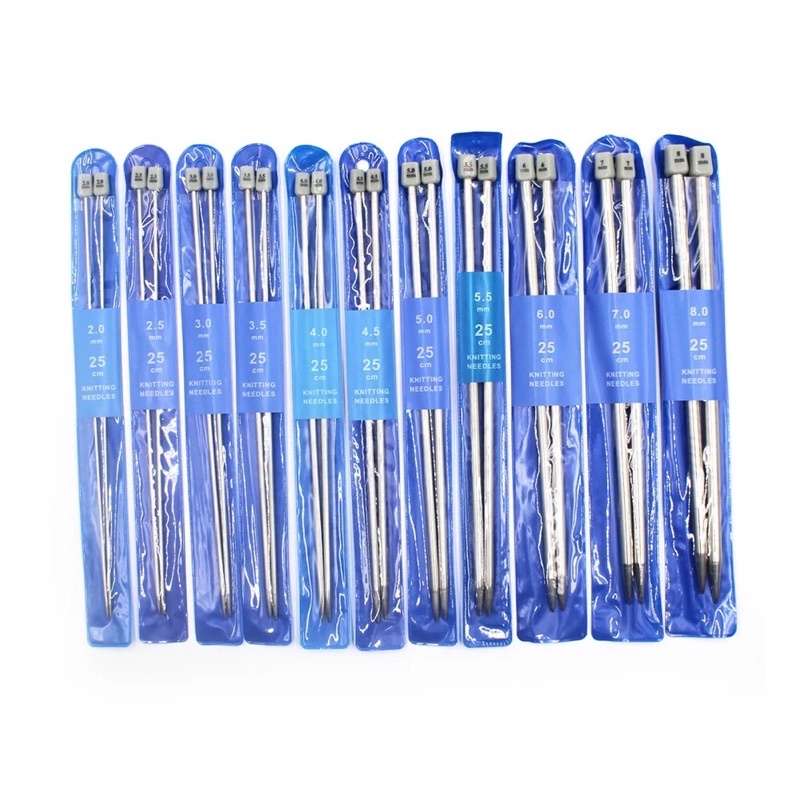 Cặp kim đan len inox đầu nhựa đủ kích cỡ 2mm tới 8mm