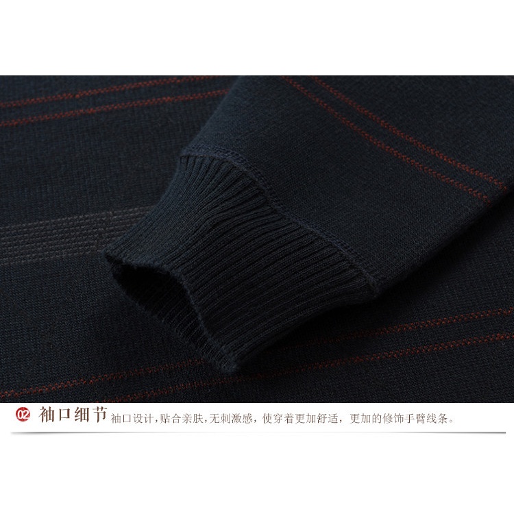 Áo Len Nam Cổ Tròn Lót Lông Thu Đông Thời Trang Trung Niên