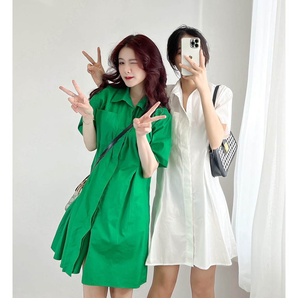 Đầm sơ mi xòe new chất dày dặn thời trang nữ miho house