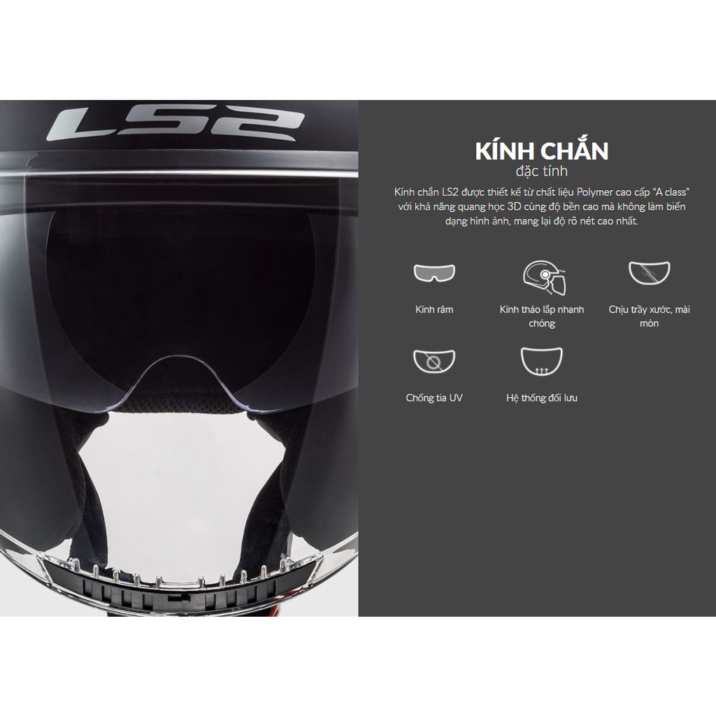 Mũ Bảo Hiểm 3/4 Cao Cấp LS2 OF600 COPTER – 2 Kính