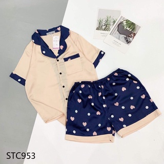Đồ bộ mặc nhà, đồ bộ pyjama đùi lụa satin cao cấp