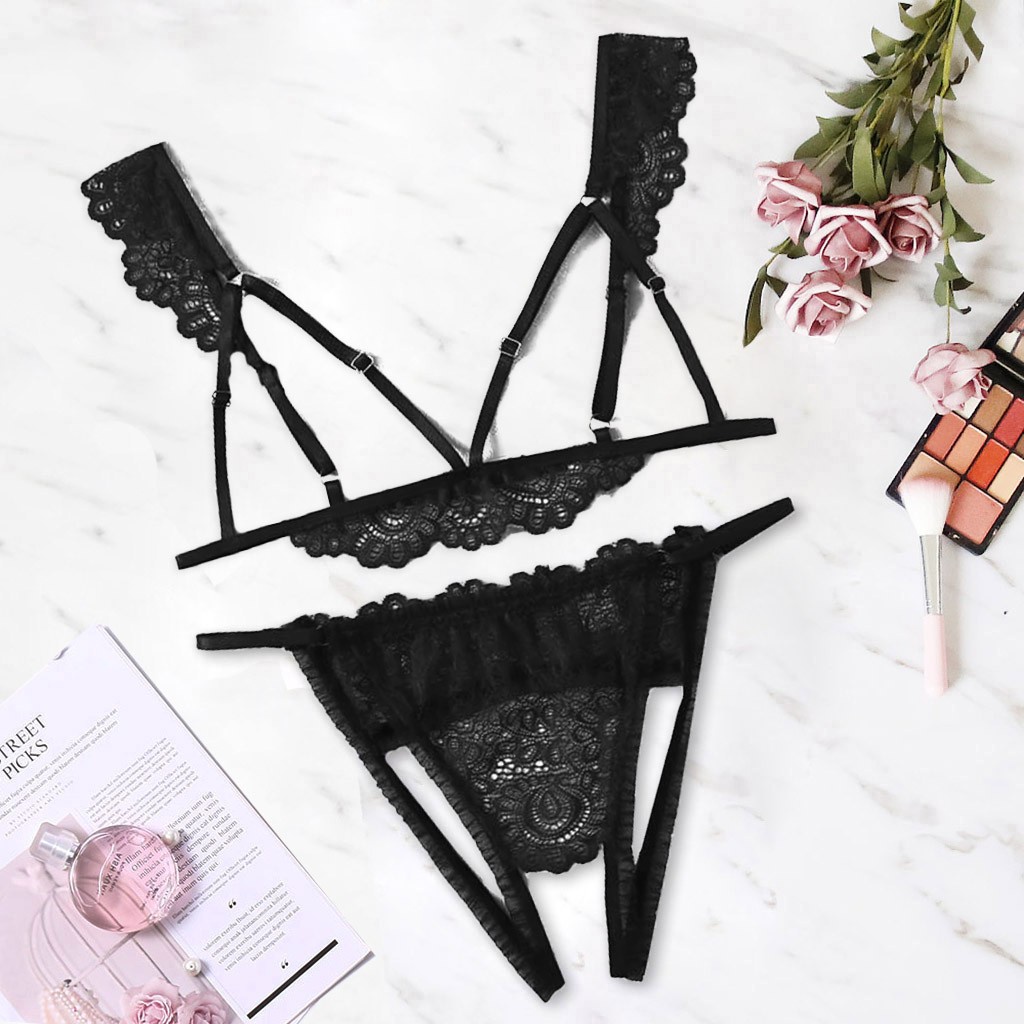 Bộ Đồ Lót Cổ Chữ V Khoét Lỗ + Quần Lọt Khe Thời Trang Size S-2Xl Cho Nữ | BigBuy360 - bigbuy360.vn