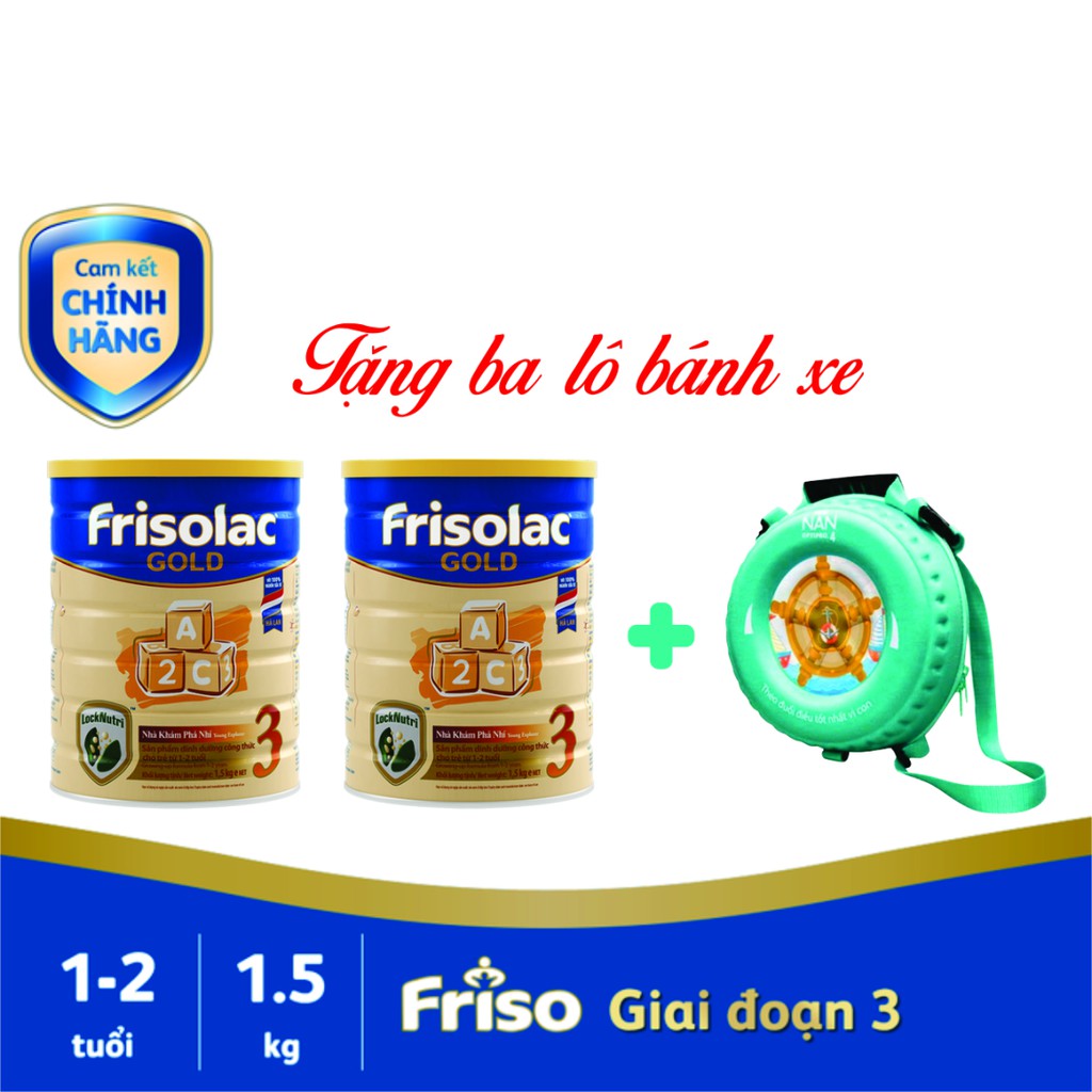 Combo 2 lon sữa Frisolac Gold 3 1500g (tặng balo)
