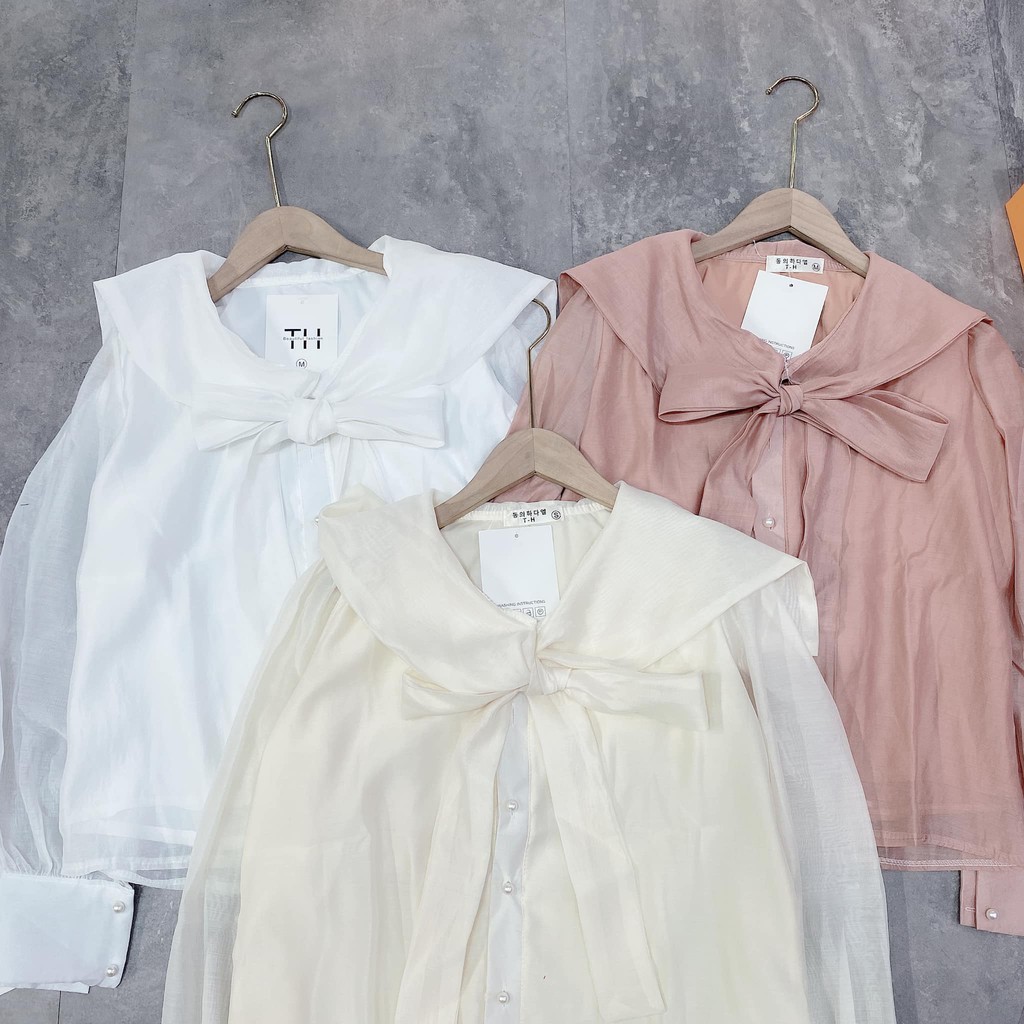 Áo Tơ cổ thủy thủ xinh xinh mã 28  áo kiểu nữ