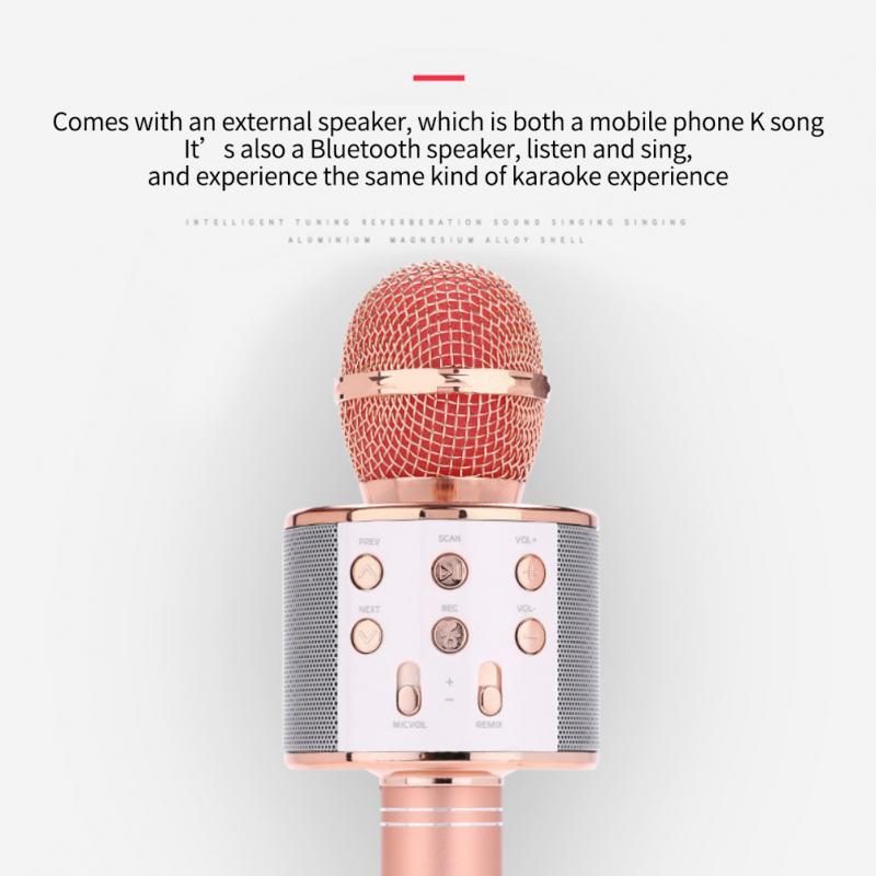 Micro Hát Karaoke Bluetooth WS858 Micro không dây cầm tay Kèm Loa Vừa Nghe Nhạc Vừa Hát Karaoke KTV USB loa di động mic trợ giảng không dây
