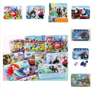 Ghép hình 100 miếng hộp đựng bằng sắt