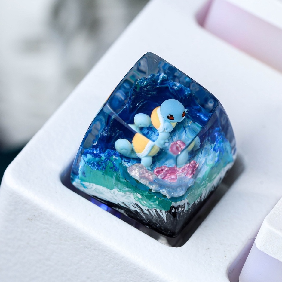 Keycap POKEMON Squirtle, keycap lẻ cho bàn phím cơ, keycap artisan, SA profile, phù hợp với mọi bàn phím cơ tiêu chuẩn