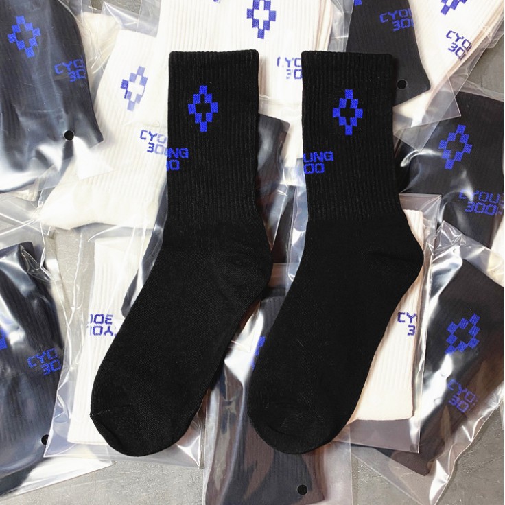 Vớ - Tất MARCELO BURLON SOCKS Vớ CỔ CAO bóng rổ hip-hop đường phố Âu Mỹ