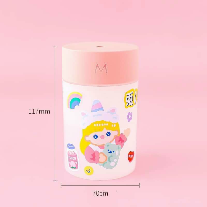Máy phun sương tạo ẩm kiêm đèn ngủ led siêu kute kèm miếng dán sticker