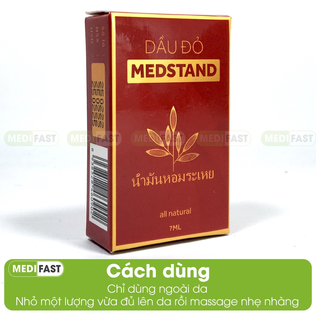 Dầu bôi giảm đau đầu, đau lưng, khi say tàu xe, cảm cúm - Dầu đỏ lọ 7ml từ tinh dầu bạc hà, khuynh diệp, quế