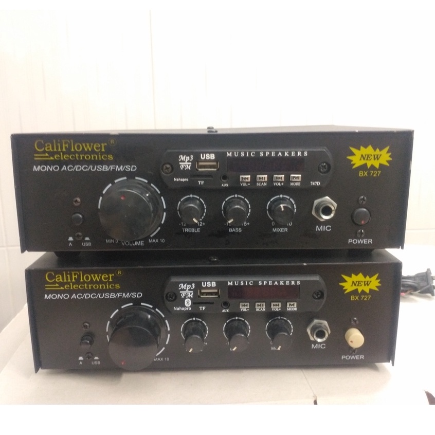 Ampli mini CaliFlower BX727 DC12V, AC220V, USB,FM,SD, có Bluetooth