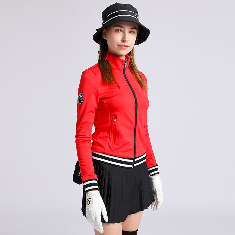 Áo Khoác Thể Thao Đánh Golf Dài Tay Mềm Mại Chống Gió Giữ Ấm Phối Khóa Kéo Thời Trang Nữ