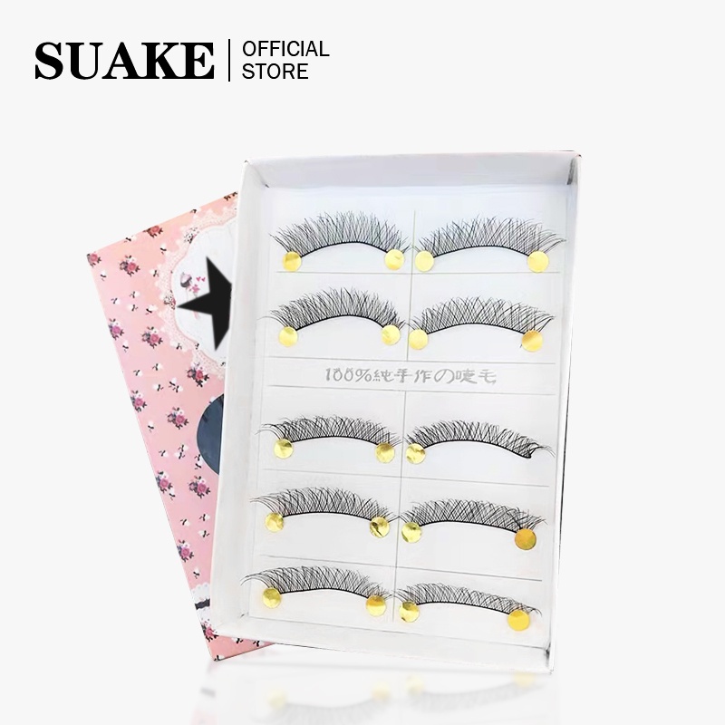 Set 5 cặp lông mi giả SUAKE 3D cong dày giúp trang điểm tự nhiên