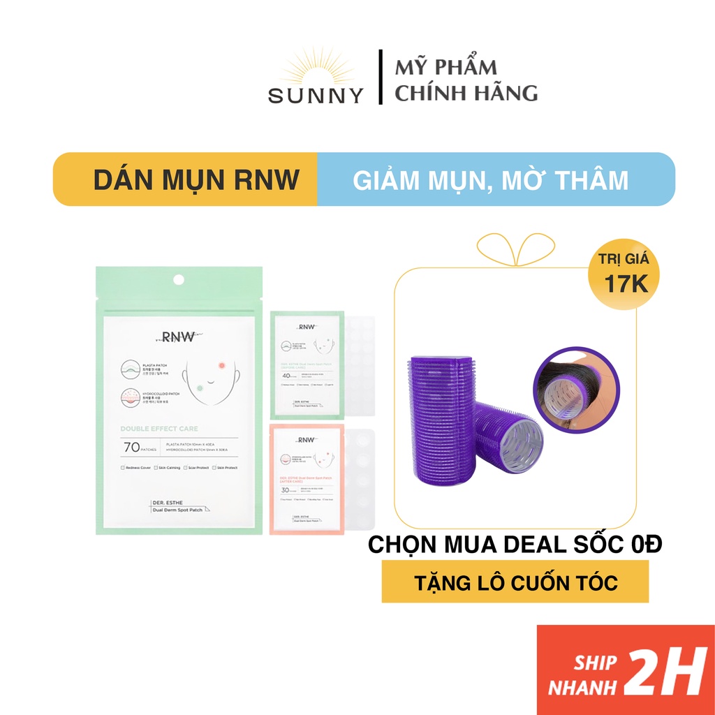 Bộ 70 miếng dán mụn RNW Double Effect Care nội địa Hàn Quốc giúp giảm mụn, mờ thâm