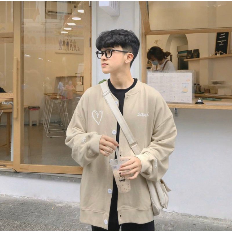 (Video Ảnh Thật ) Áo khoác nỉ cardigan tim 20inch Ulzzang - Chuẩn form Unisex Nam Nữ Couple đều mặc được