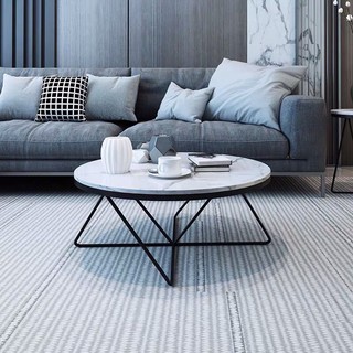 Bàn sofa mặt tròn đá chân chữ V kiểu dáng hiện đại