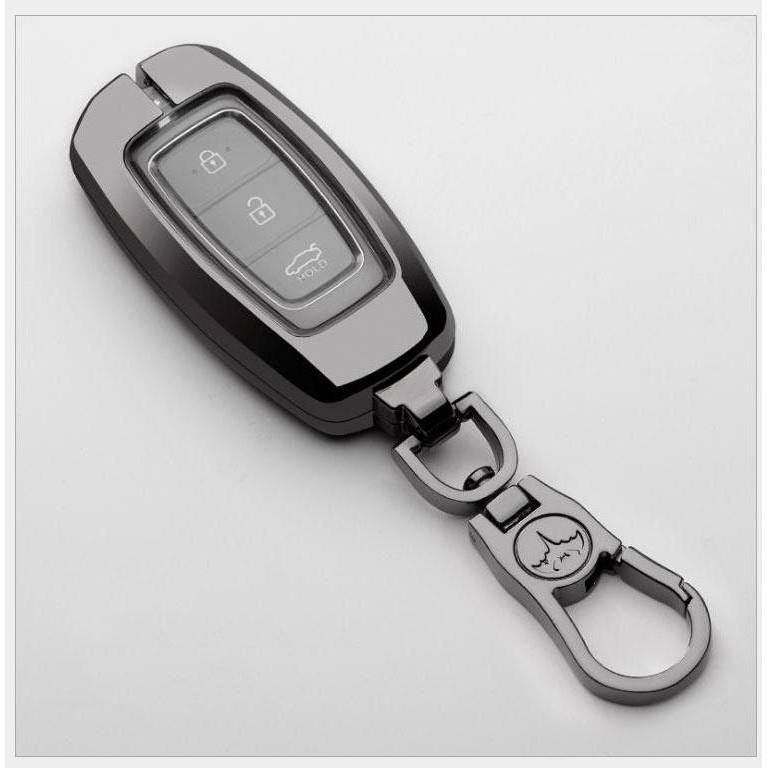 Ốp chìa khóa inox cho xe Hyundai Santafe, Accent, Kona 2019 mẫu M02