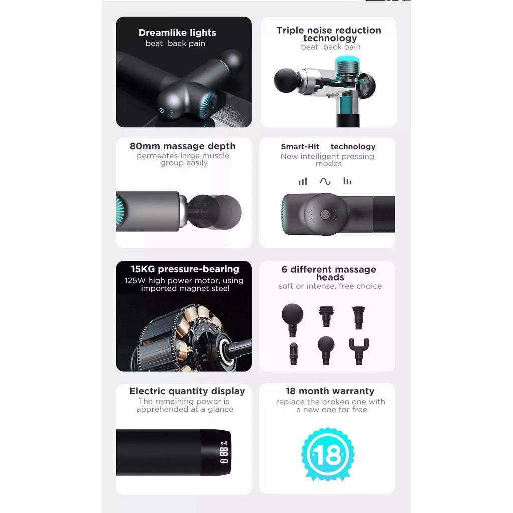 BOOSTER LIGHTSABER Máy massage cầm tay, giãn cơ giúp bạn giảm đau cơ, massa thư giãn toàn thân  4 chế độ, 5 tốc độ massa