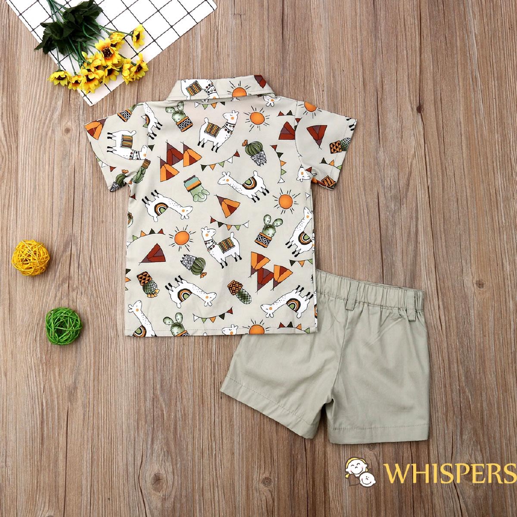 Set Áo Sơ Mi 3 Lỗ &amp; Quần Short Cho Bé Trai